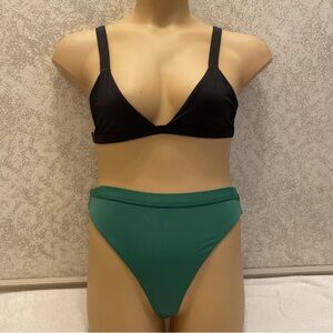 Chic Black and Green Bikini Set